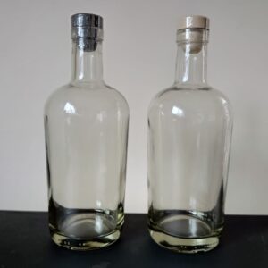 Botella barrica + corcho + sello termo contraíble
